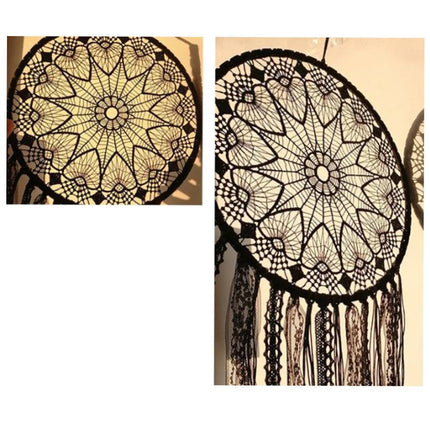 Hollow Round Moon Shape Tassel Dream Catcher Hanging Pendant Home Bedroom Decor- B.
