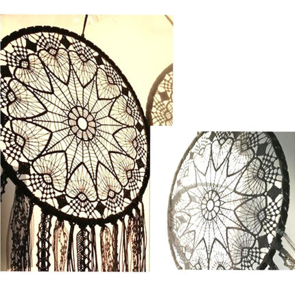 Hollow Round Moon Shape Tassel Dream Catcher Hanging Pendant Home Bedroom Decor- B.