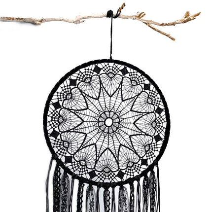 Hollow Round Moon Shape Tassel Dream Catcher Hanging Pendant Home Bedroom Decor- B.