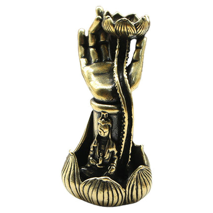 Lotus Shape Backflow Incense Burner Non-fading Brass Traditional Censer Burner for Table- L.