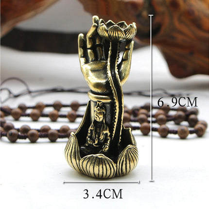 Lotus Shape Backflow Incense Burner Non-fading Brass Traditional Censer Burner for Table- L.