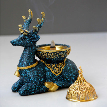 Marble Reindeer Incense Holder-Dark Blue.