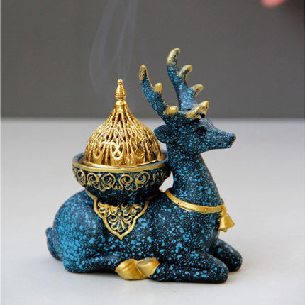Marble Reindeer Incense Holder-Dark Blue.