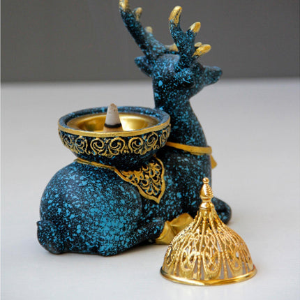 Marble Reindeer Incense Holder-Dark Blue.