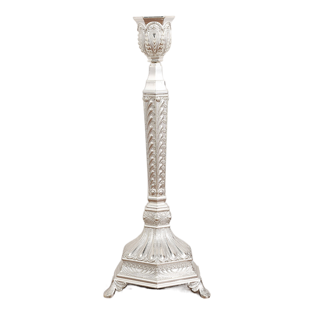 Glossy Candlestick Holder-Silver Short.
