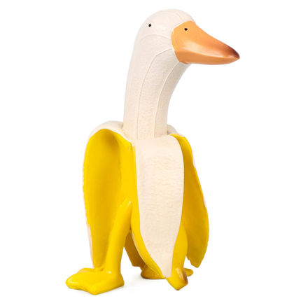 Duck Resin Statue Banana Duck Shape Unique Design Waterproof Duck Gardening Decoration for Outdoor.