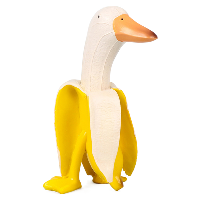 Duck Resin Statue Banana Duck Shape Unique Design Waterproof Duck Gardening Decoration for Outdoor.