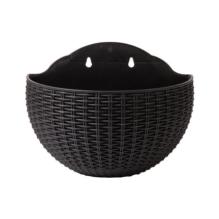 Flower Pot Exquisite Wall-mounted Plastic Wall Hanging Basket Flowerpot for Garden-Black.