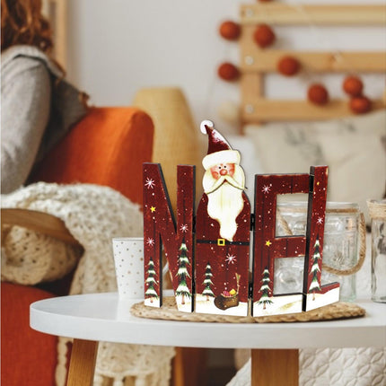 Foldable Eye-catching Christmas Ornament Wood Creative Cute Xmas Ornament for Decoration-Red.