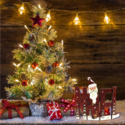 Foldable Eye-catching Christmas Ornament Wood Creative Cute Xmas Ornament for Decoration-Red.
