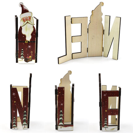 Foldable Eye-catching Christmas Ornament Wood Creative Cute Xmas Ornament for Decoration-Red.