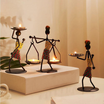 Nordic Candlestick Abstract Iron Men Candle Holder Home Bar Restaurant Decor- G.