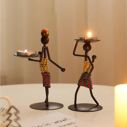 Nordic Candlestick Abstract Iron Men Candle Holder Home Bar Restaurant Decor- G.