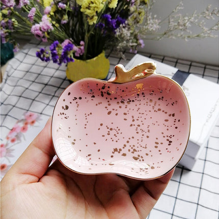 Jewelry Dish Cute Multi-purpose Ceramic Earrings Decorative Display Bowl for Indoor-Pink.