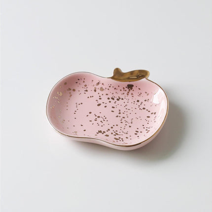 Jewelry Dish Cute Multi-purpose Ceramic Earrings Decorative Display Bowl for Indoor-Pink.