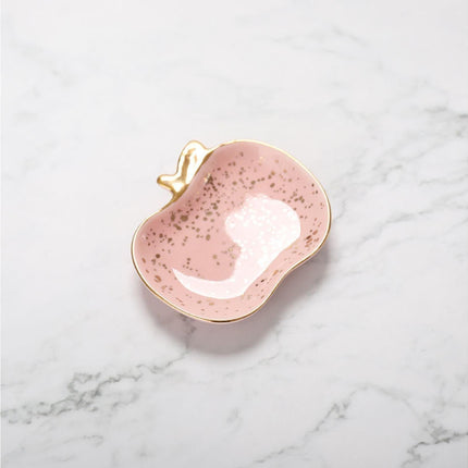 Jewelry Dish Cute Multi-purpose Ceramic Earrings Decorative Display Bowl for Indoor-Pink.