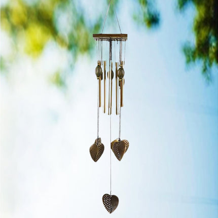Anti-corrosion Wind Chime with Heart Pendant Metal Patio Porch Windchimes Bell for Home.