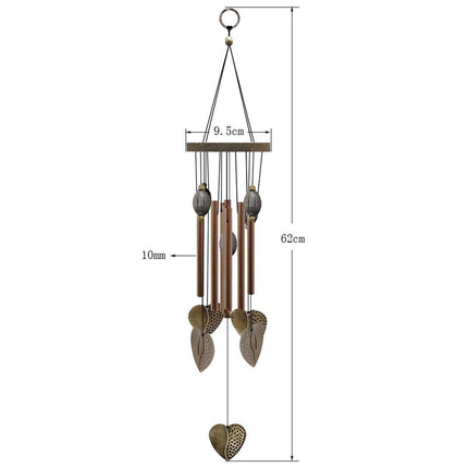 Anti-corrosion Wind Chime with Heart Pendant Metal Patio Porch Windchimes Bell for Home.