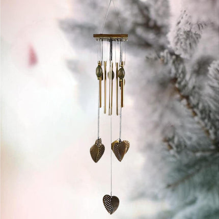 Anti-corrosion Wind Chime with Heart Pendant Metal Patio Porch Windchimes Bell for Home.