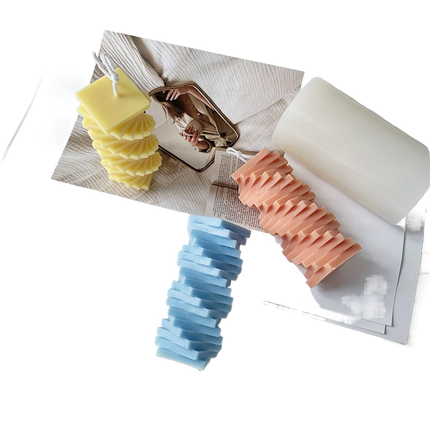 Candle Mold Non-stick DIY Silica Gel Rotating Cylinder Epoxy Resin Mold Home Ornament -White.
