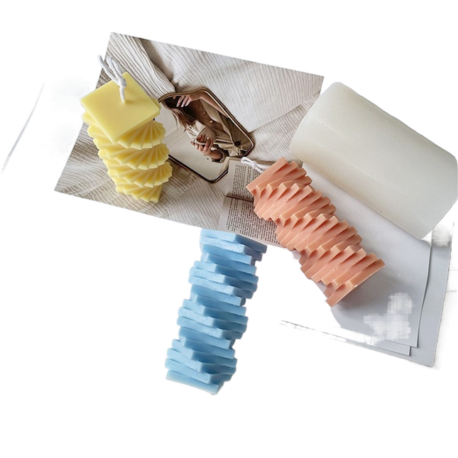 Candle Mold Non-stick DIY Silica Gel Rotating Cylinder Epoxy Resin Mold Home Ornament -White.