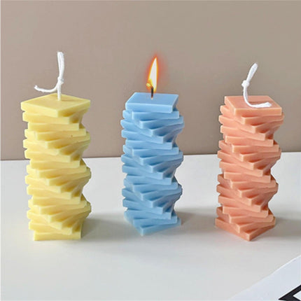 Candle Mold Non-stick DIY Silica Gel Rotating Cylinder Epoxy Resin Mold Home Ornament -White.