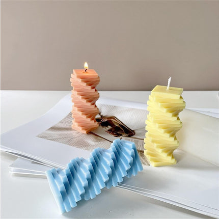 Candle Mold Non-stick DIY Silica Gel Rotating Cylinder Epoxy Resin Mold Home Ornament -White.