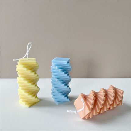 Candle Mold Non-stick DIY Silica Gel Rotating Cylinder Epoxy Resin Mold Home Ornament -White.
