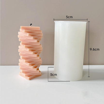 Candle Mold Non-stick DIY Silica Gel Rotating Cylinder Epoxy Resin Mold Home Ornament -White.