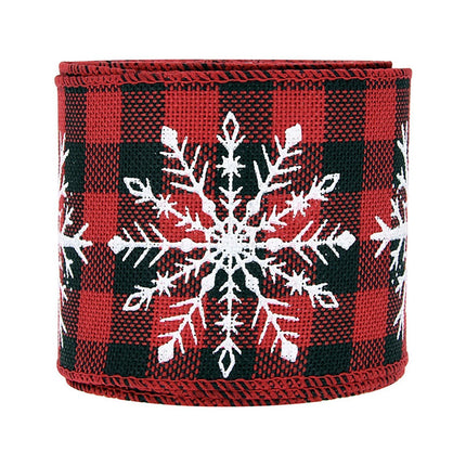 Imitation Flax Xmas Ribbon-Red Black 6cm.