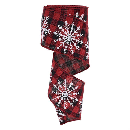 Imitation Flax Xmas Ribbon-Red Black 6cm.