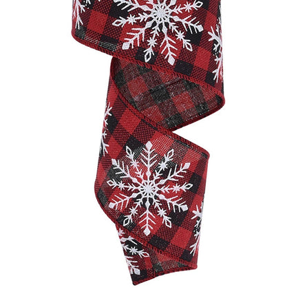 Imitation Flax Xmas Ribbon-Red Black 6cm.