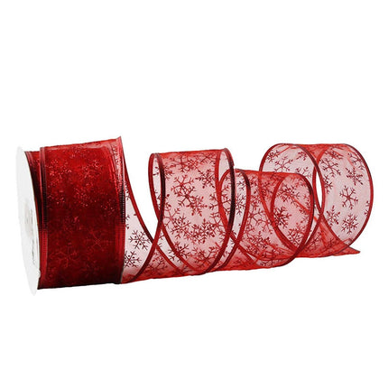 Snowflake Glitter Ribbon-Bright Red.