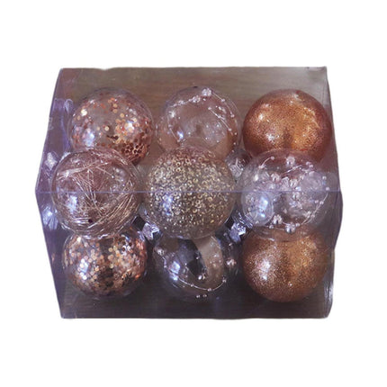 Glitter Xmas Tree Balls-Rose Gold.