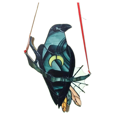 Pendant Crow Pattern Landscaping Ornaments Acrylic Door Wall Hanging Ornaments for Home-Black.