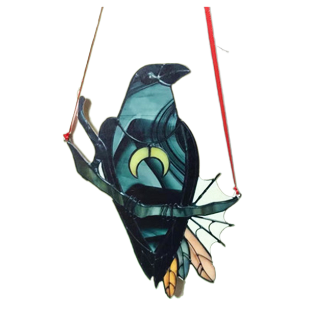 Pendant Crow Pattern Landscaping Ornaments Acrylic Door Wall Hanging Ornaments for Home-Black.