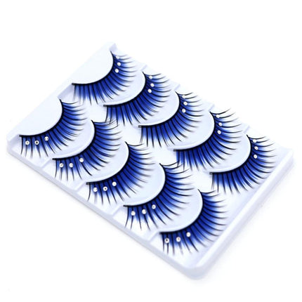 5 Pairs Dual Colors Glitter Rhinestones Artificial Eyelash Party Makeup Tool.