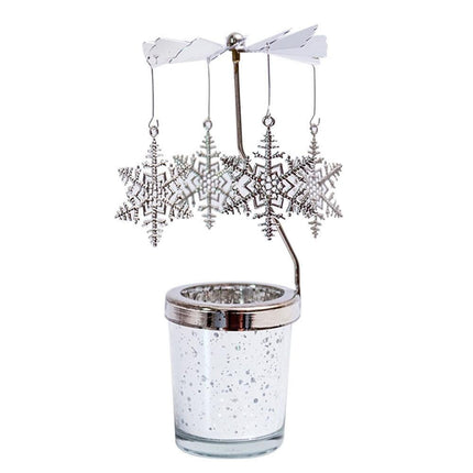Rotating Carousel Tea Light Hanging Deer Candle Holder Candlestick Room Decor-Snowflake *.