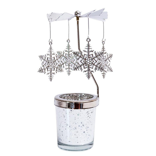 Rotating Carousel Tea Light Hanging Deer Candle Holder Candlestick Room Decor-Snowflake *.