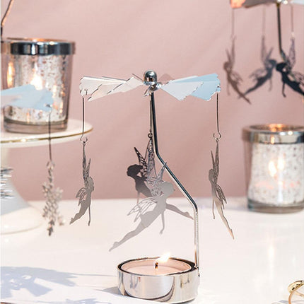 Rotating Carousel Tea Light Hanging Deer Candle Holder Candlestick Room Decor-Snowflake *.