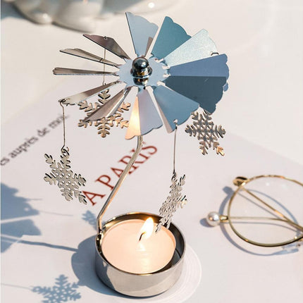 Rotating Carousel Tea Light Hanging Deer Candle Holder Candlestick Room Decor-Snowflake *.