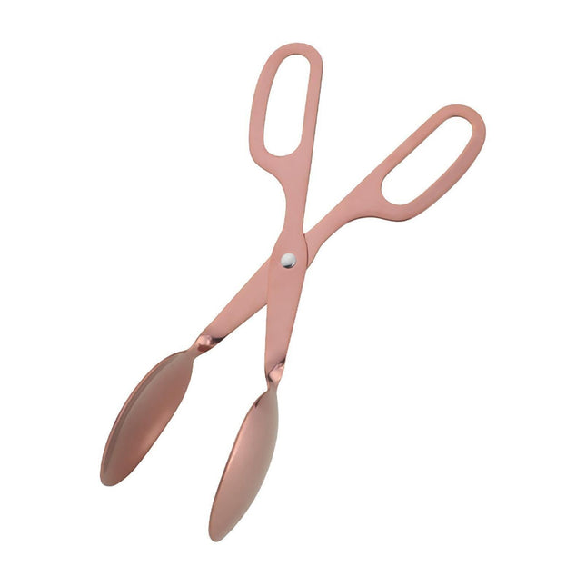 Food Tongs Scissors Shaped Salad Scissor Tongs-BBQ-Rose Gold.