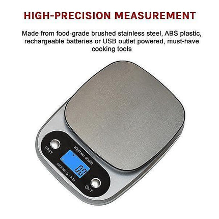 0.1g High Precision Kitchen Scale Rechargable Food Scale Digital 3KG One Size.