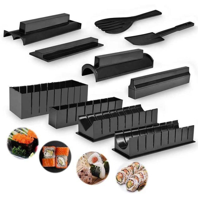 10Pcs DIY Sushi Making Kit Roll Sushi Maker Rice Roll Mold Kitchen Sushi Tools.
