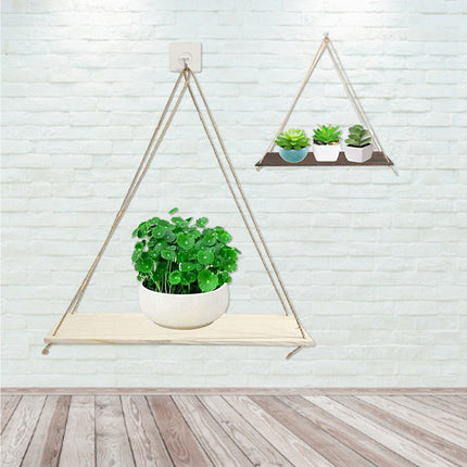 Home Plant Bonsai Photos Frame Wood Window Wall Hanging Shelves Storage Rack- S.