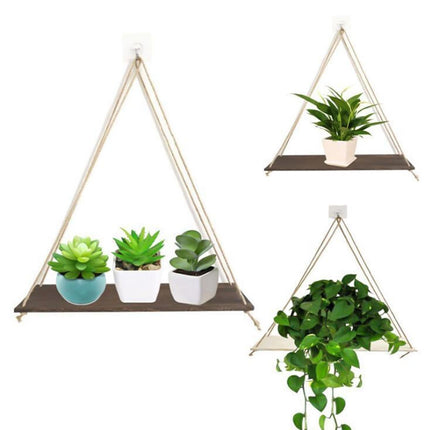 Home Plant Bonsai Photos Frame Wood Window Wall Hanging Shelves Storage Rack- S.
