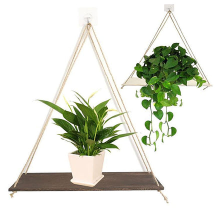 Home Plant Bonsai Photos Frame Wood Window Wall Hanging Shelves Storage Rack- S.