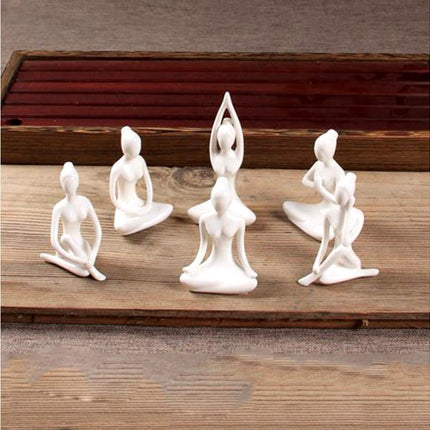 Ceramic Simulation Yoga Girl Model Art Craft Home Cabinet Office Desktop Decor-10#.