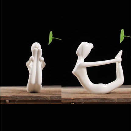 Ceramic Simulation Yoga Girl Model Art Craft Home Cabinet Office Desktop Decor-10#.