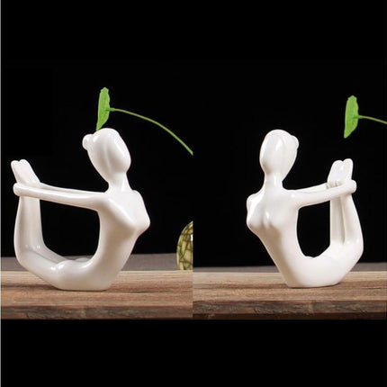 Ceramic Simulation Yoga Girl Model Art Craft Home Cabinet Office Desktop Decor-10#.